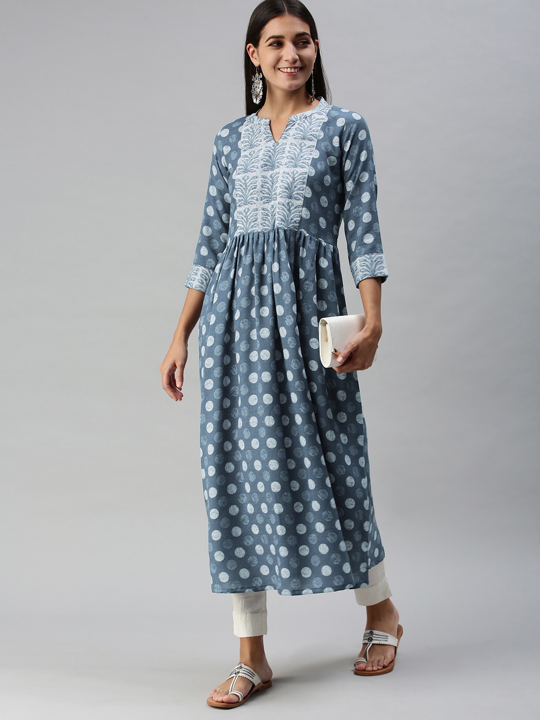

SheWill Women Blue Printed Anarkali Kurta