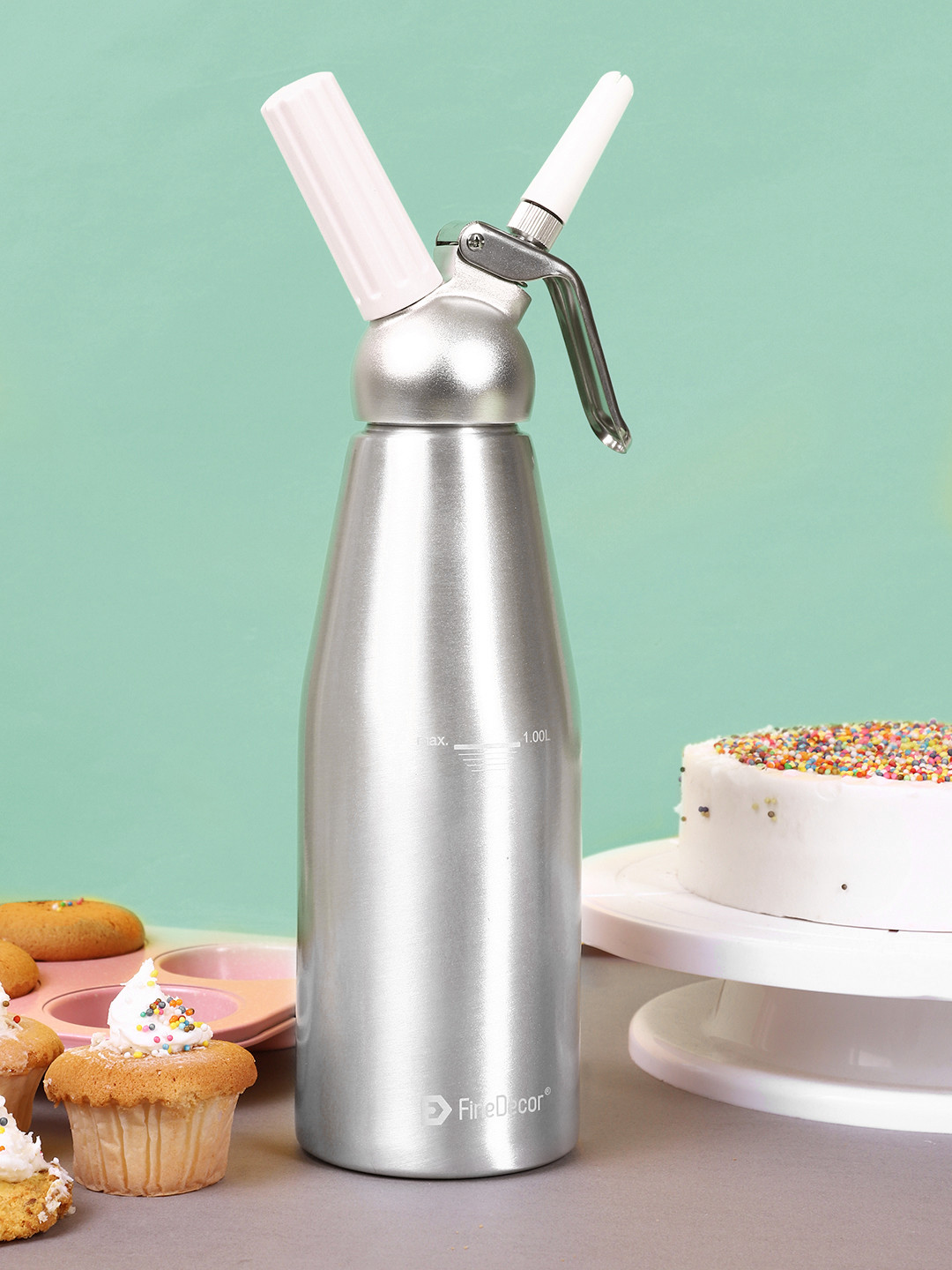 

FineDecor Combo of Cream Whipper & Whipped Cream Dispenser Canister 1000ML, Steel