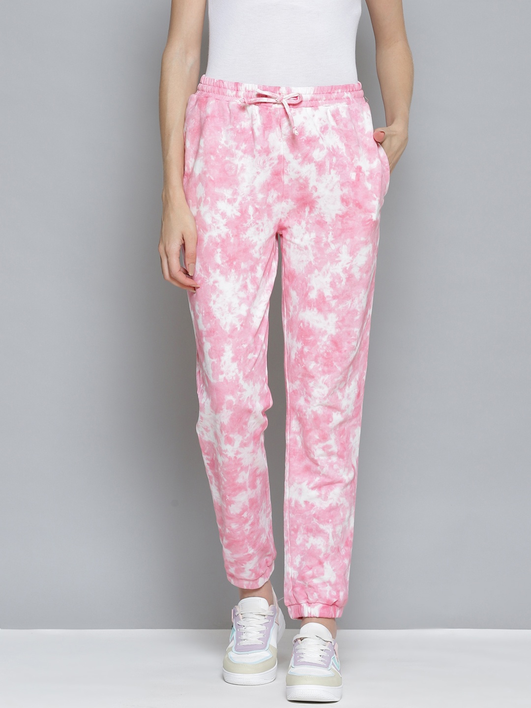 

Femella Women Pink Tie & Dye Printed Track Pants