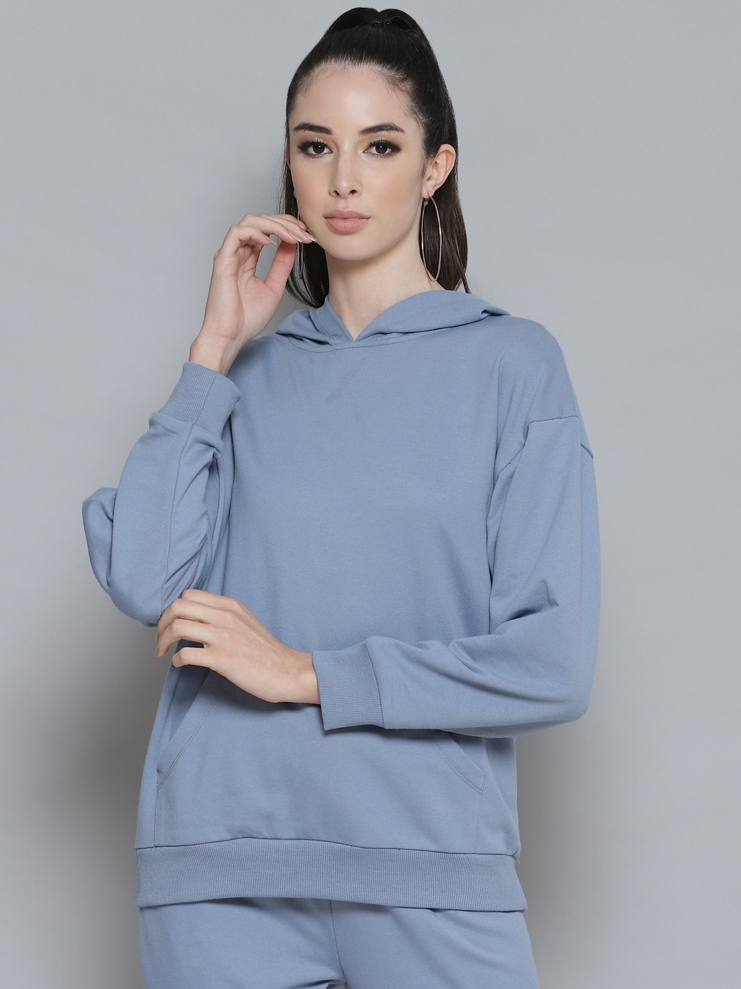 

Femella Women Blue Hooded Sweatshirt