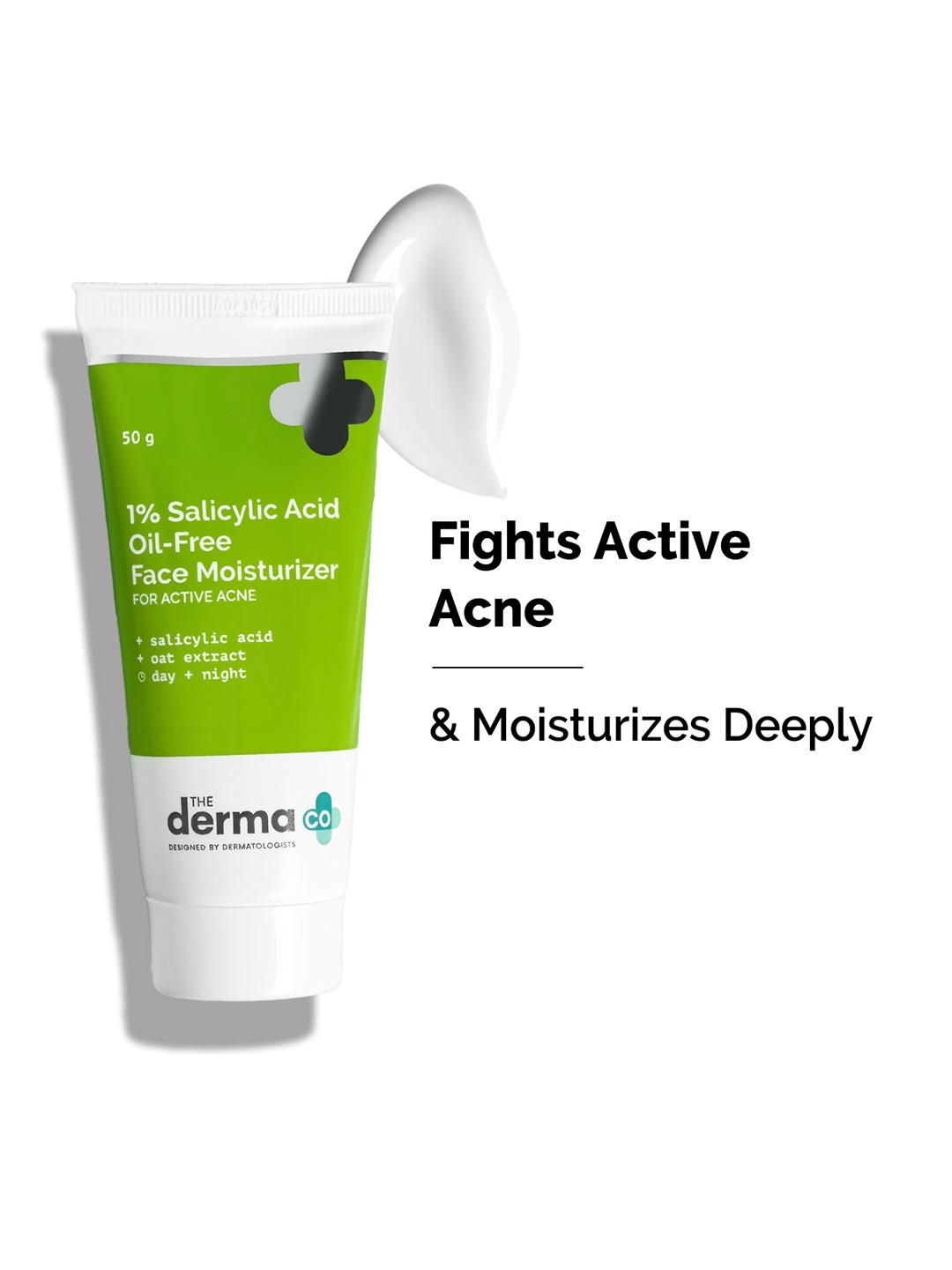 

The Derma co. 1% Salicylic Acid Oil-free Moisturizer With Oat Extract For Active Acne- 50g, White