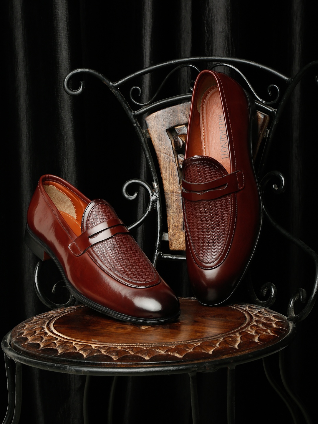 

MUTAQINOTI Men Red Slip On Penny Loafers