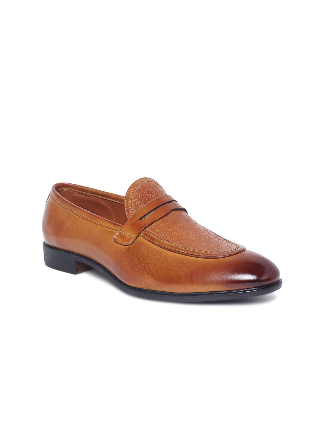 

MUTAQINOTI Men Tan Patent Leather Loafers