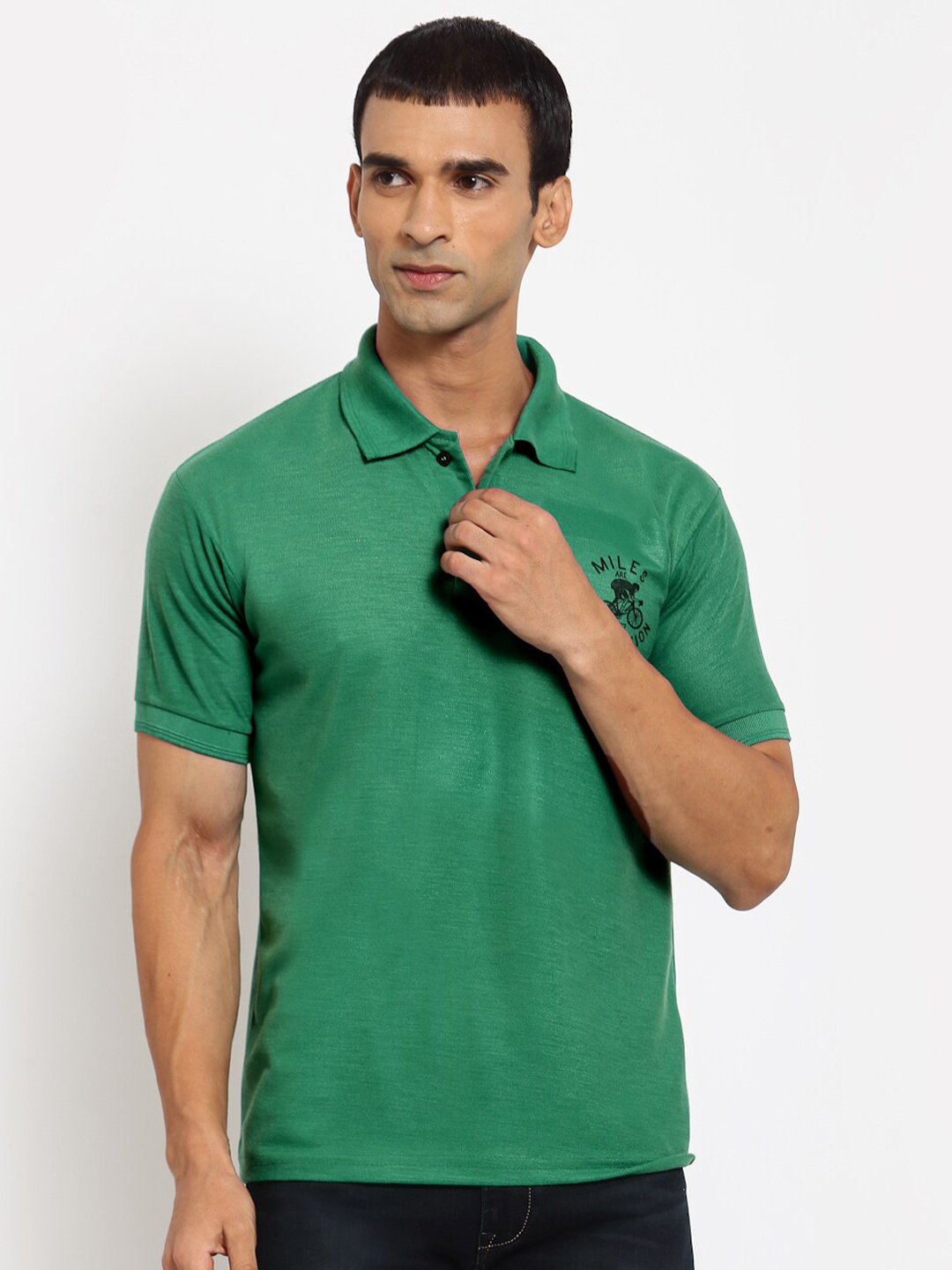 

KLOTTHE Men Green Polo Collar T-shirt