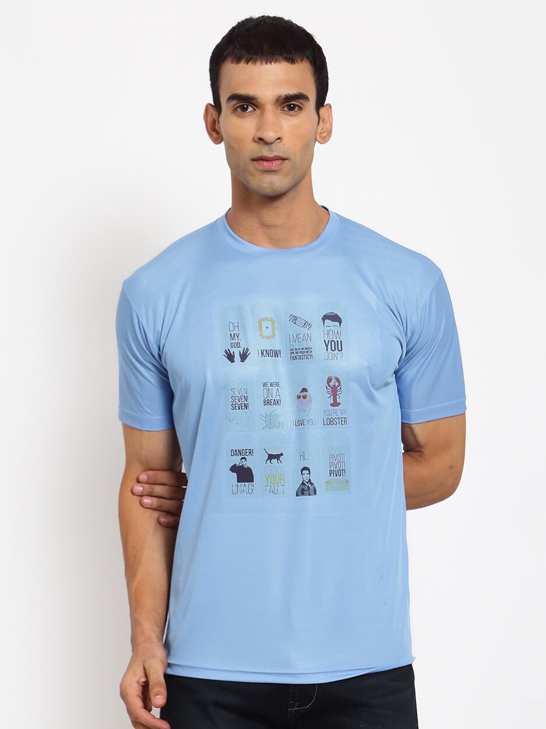 

KLOTTHE Men Blue & Multicoloured Typography Printed T-shirt
