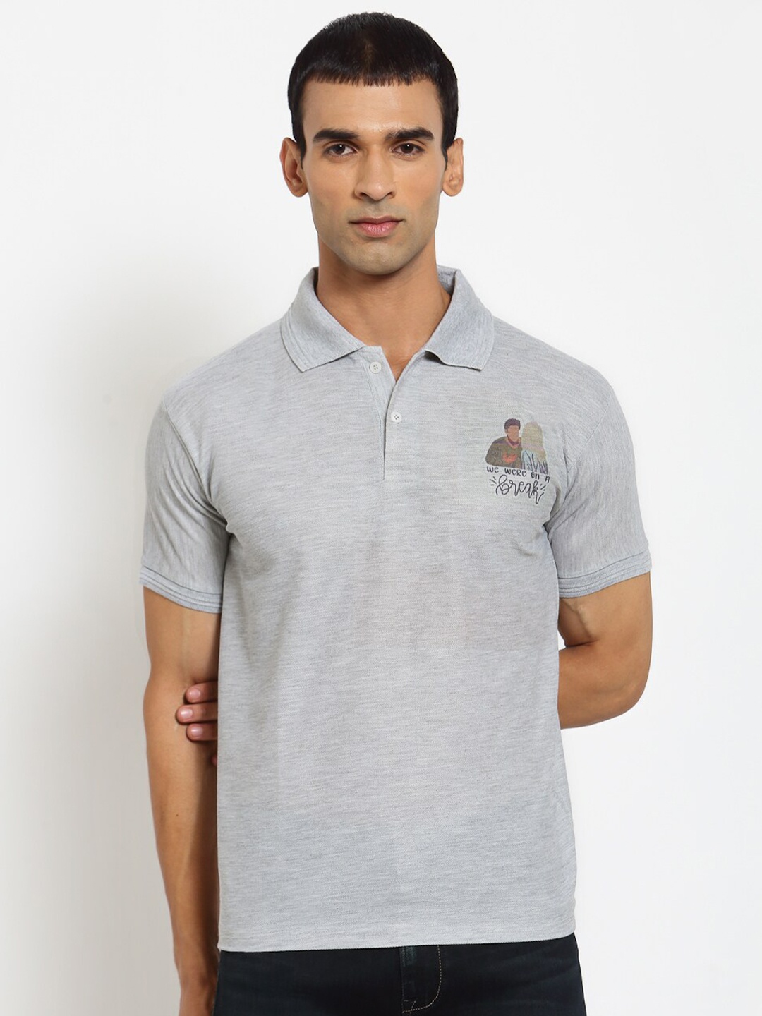 

KLOTTHE Men Grey Polo Collar T-shirt