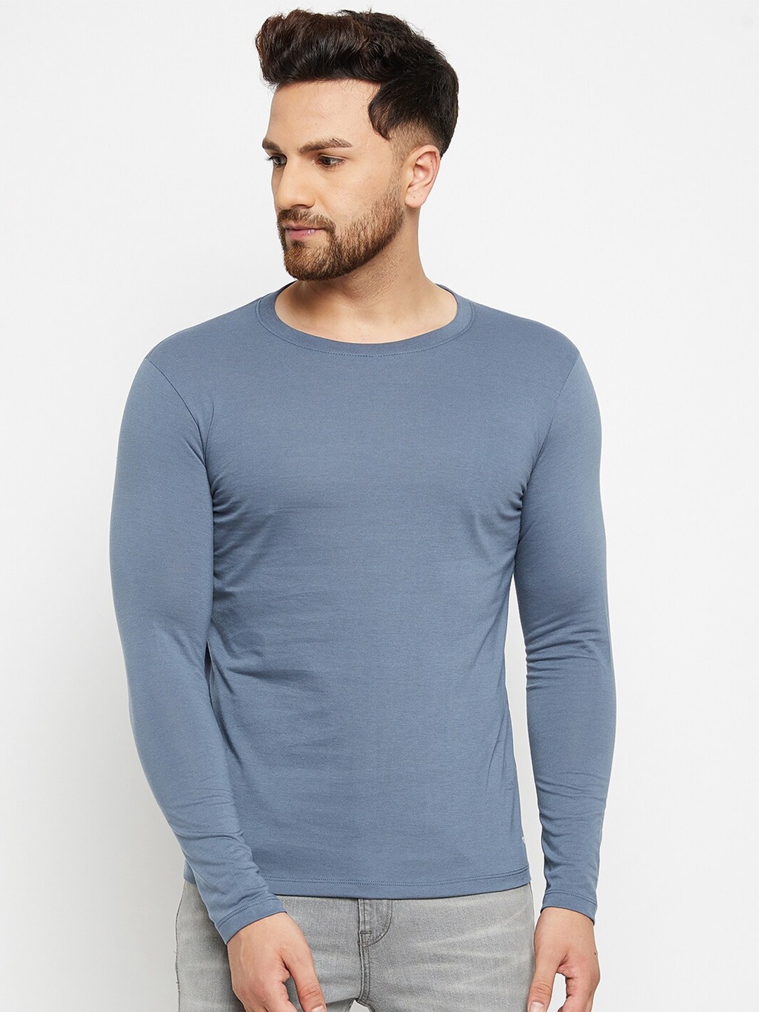 

Plagg Men Blue Solid Roun Neck Cotton T-shirt
