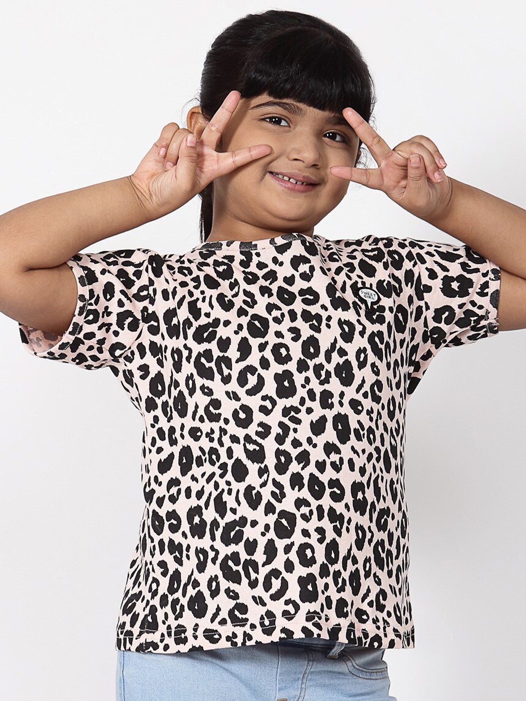 

NYNSH Girls White Printed Monochrome T-shirt