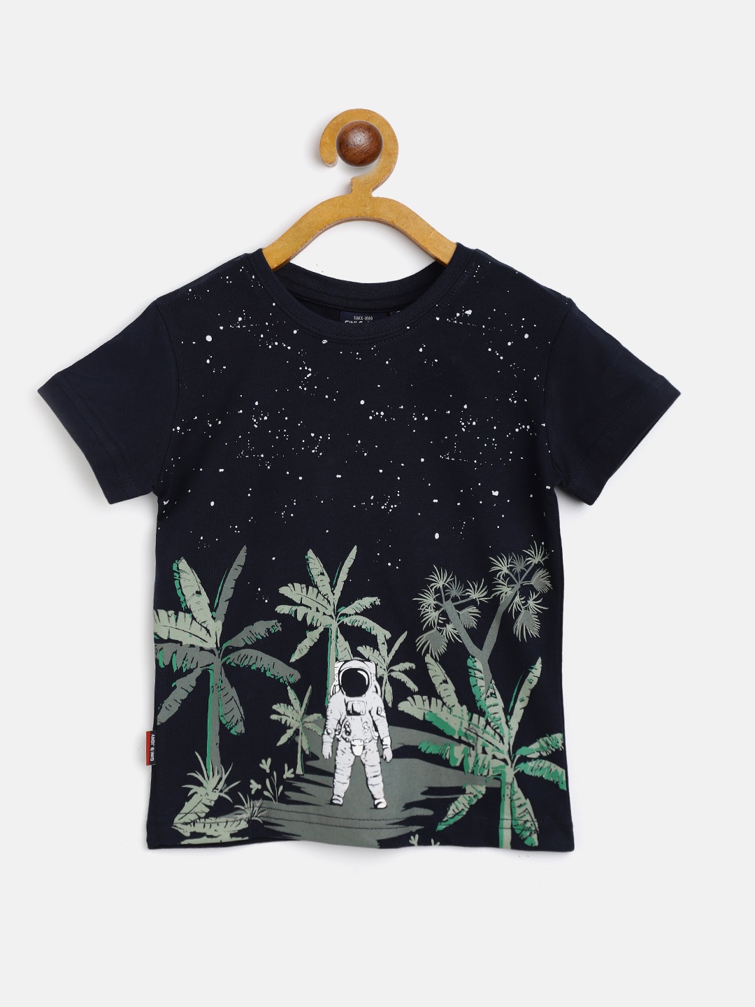 

Gini and Jony Boys Navy Blue & Olive Green Cotton Printed T-shirt
