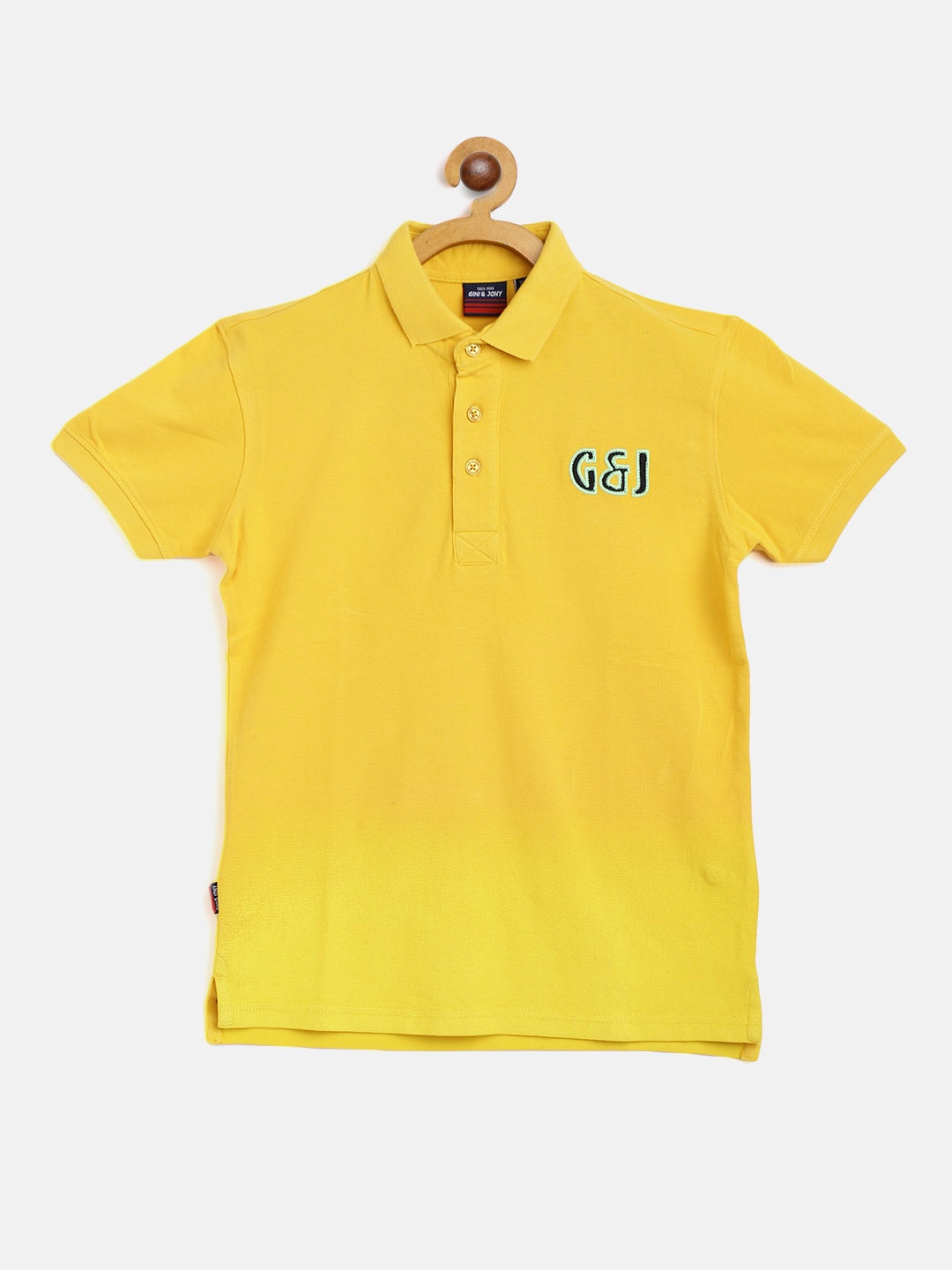 

Gini and Jony Boys Yellow Ombre Cotton Back Print Polo Collar T-shirt