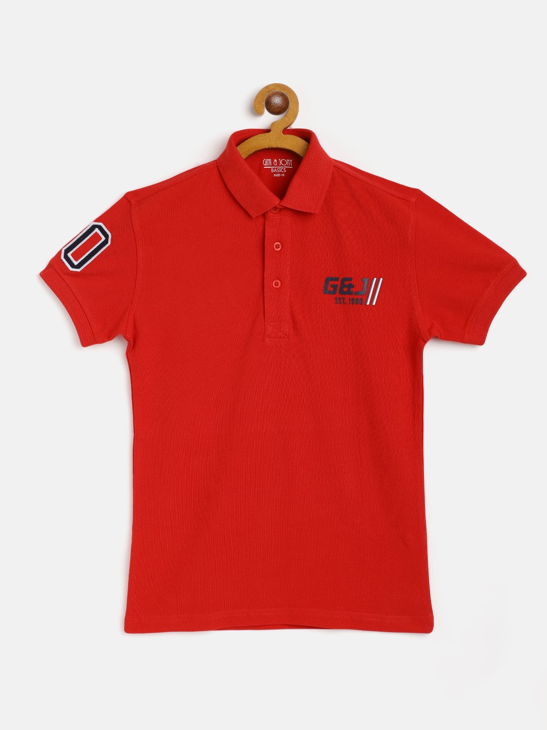 

Gini and Jony Boys Red Solid Cotton Polo Collar Pure Cotton T-shirt
