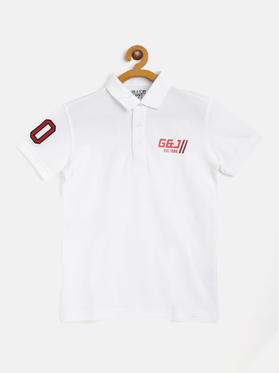 

Gini and Jony Boys White Solid Cotton Polo Collar Pure Cotton T-shirt