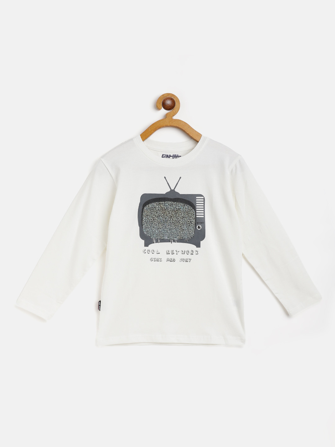 

Gini and Jony Boys Off White Charcoal Grey Graphic Print Cotton Pure Cotton T-shirt