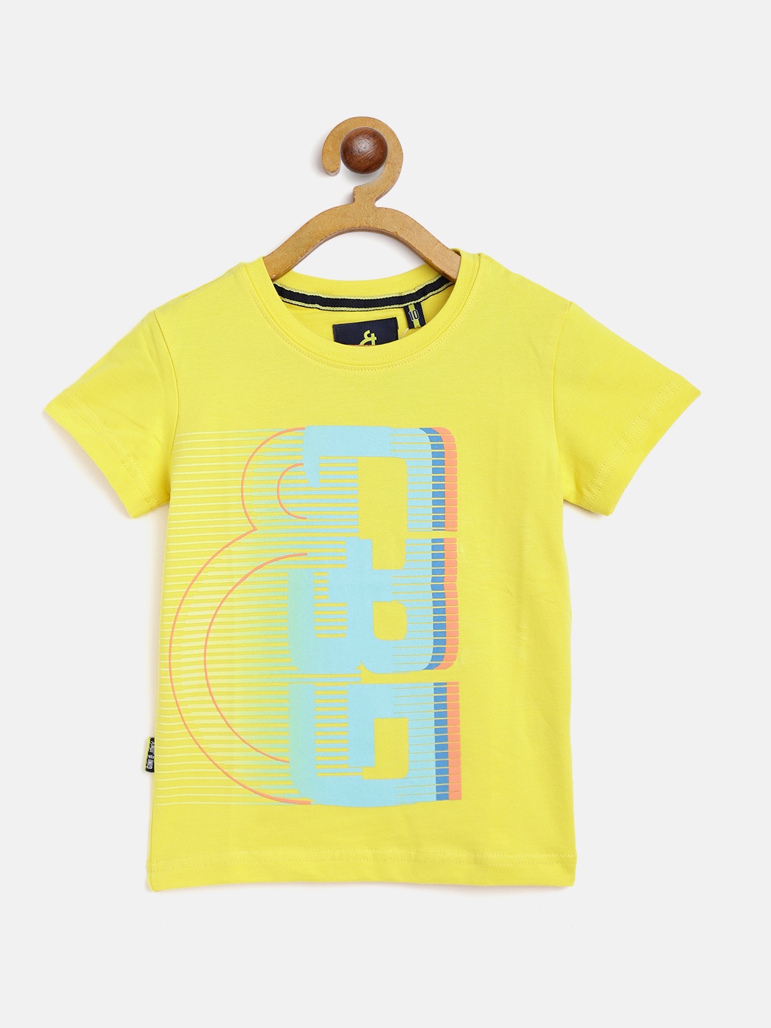 

Gini and Jony Boys Yellow Blue Brand Logo Print Pure Cotton T-shirt