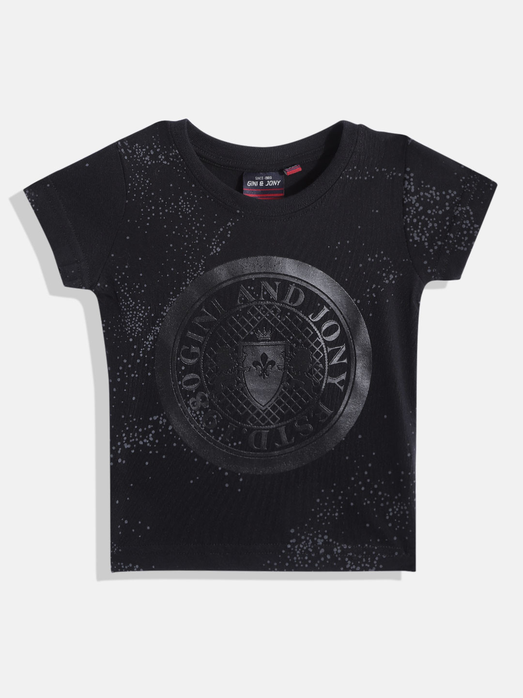 

Gini and Jony Boys Black Pure Cotton Typography T-shirt