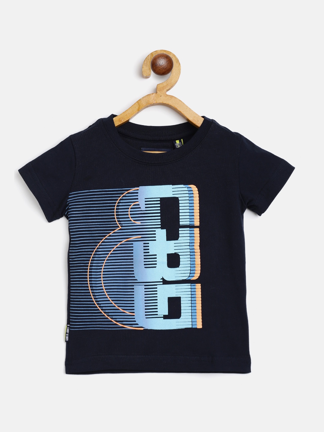 

Gini and Jony Infant Boys Blue Brand Logo Printed T-shirt