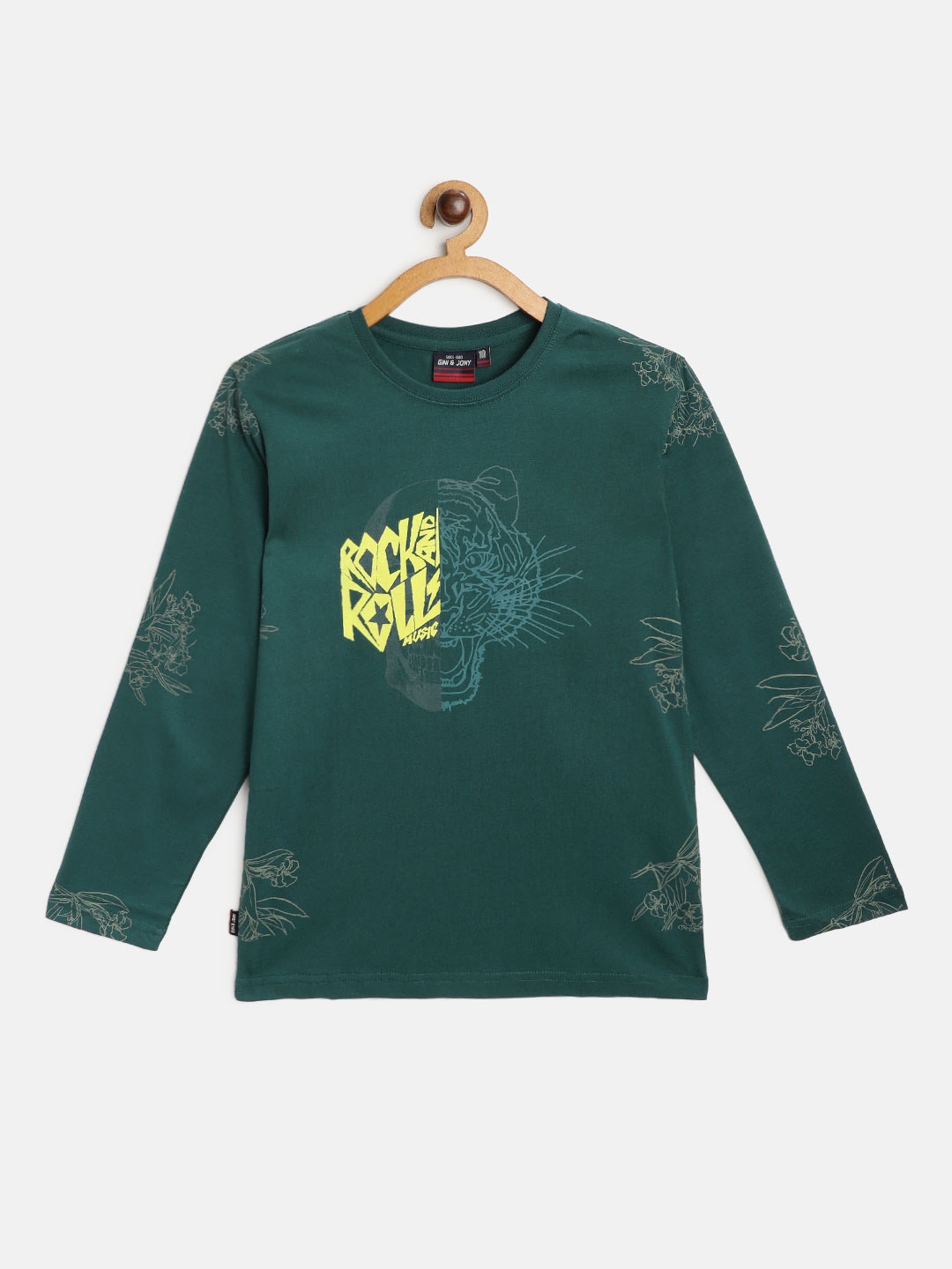 

Gini and Jony Boys Green Yellow Typography Print Cotton Pure Cotton T-shirt