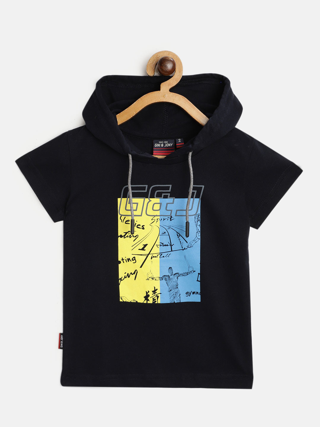 

Gini and Jony Boys Blue Yellow Graphic Print Cotton Pure Cotton T-shirt