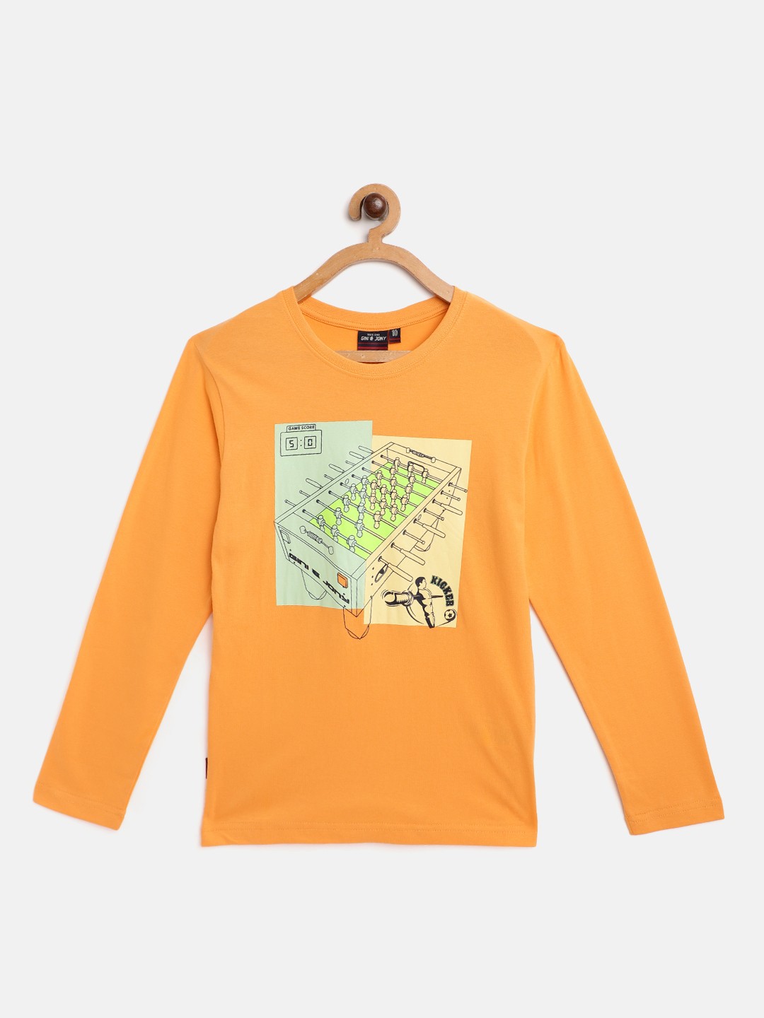 

Gini and Jony Boys Orange Graphic Print Cotton Pure Cotton T-shirt