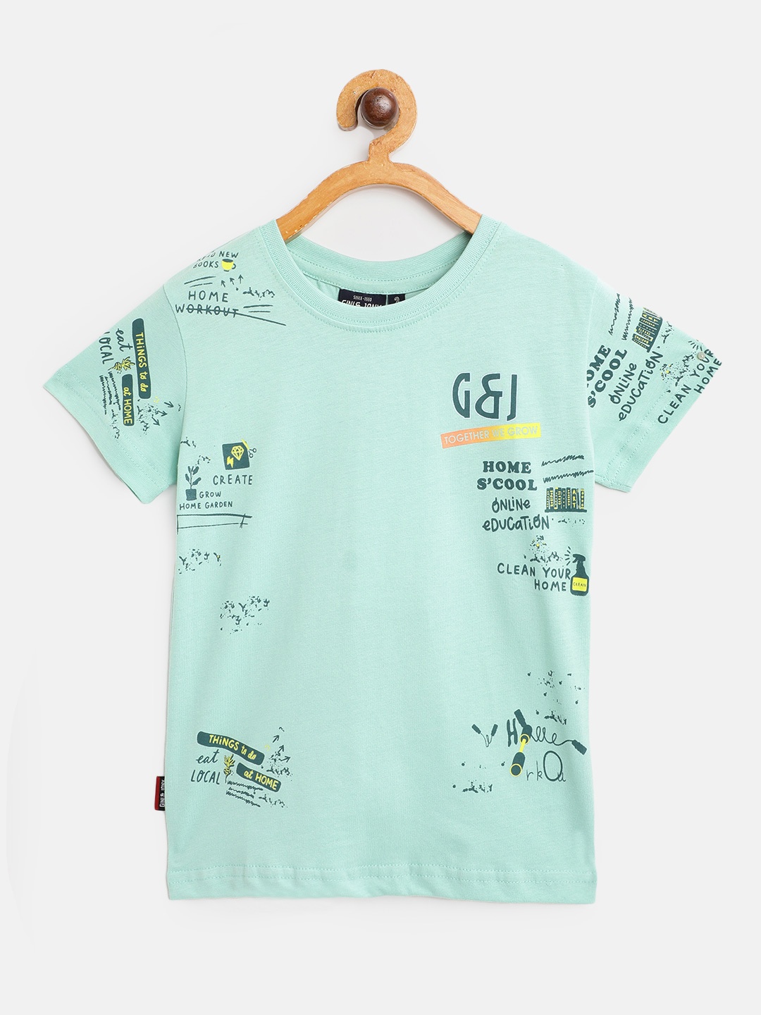 

Gini and Jony Boys Blue Typography Print Cotton Pure Cotton T-shirt