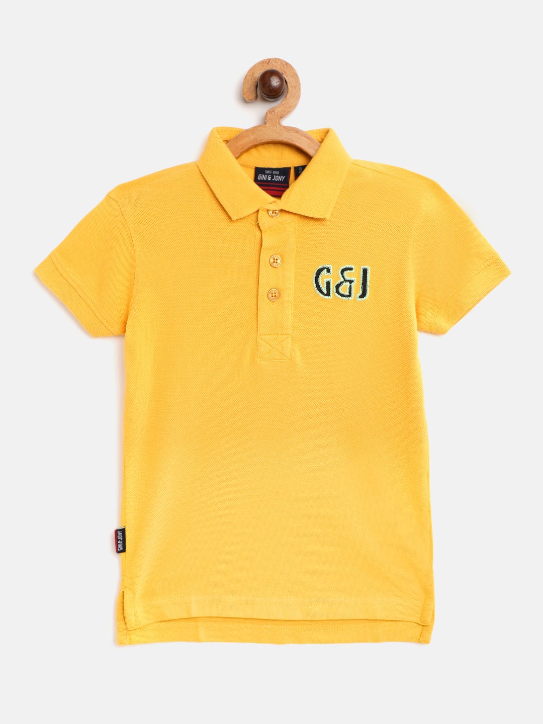 

Gini and Jony Boys Yellow Typography Print Cotton Polo Collar Pure Cotton T-shirt
