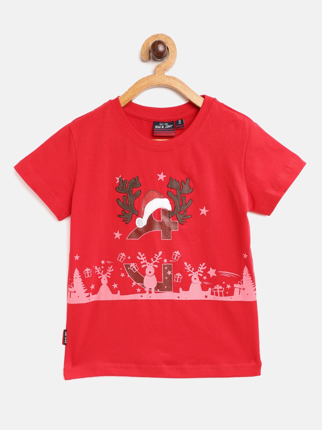 

Gini and Jony Boys Red Conversational Print T-shirt with Applique Detail