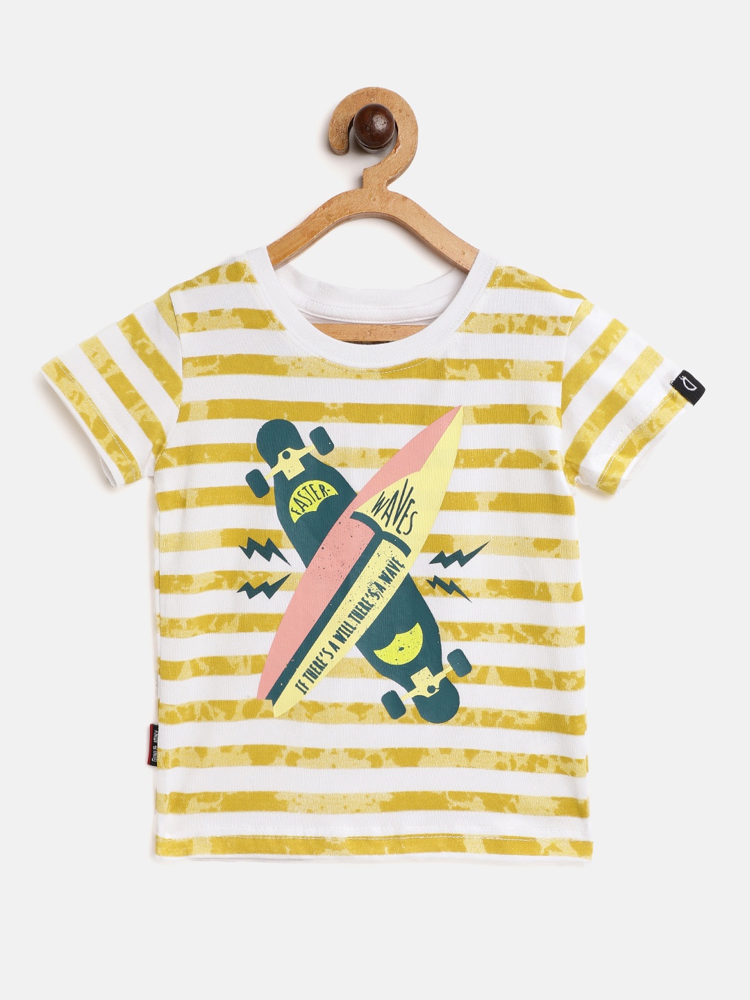 

Gini and Jony Boys Mustard & White Printed T-shirt