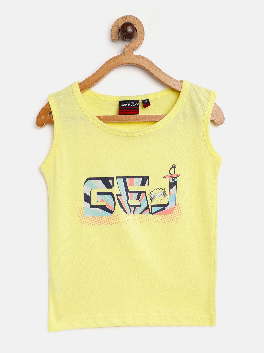 

Gini and Jony Boys Yellow & Black Typography Printed T-shirt