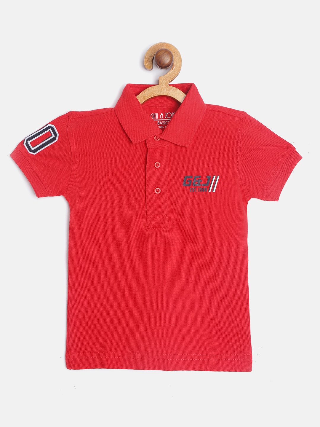 

Gini and Jony Boys Red Pure Cotton Polo Collar Pure Cotton T-shirt