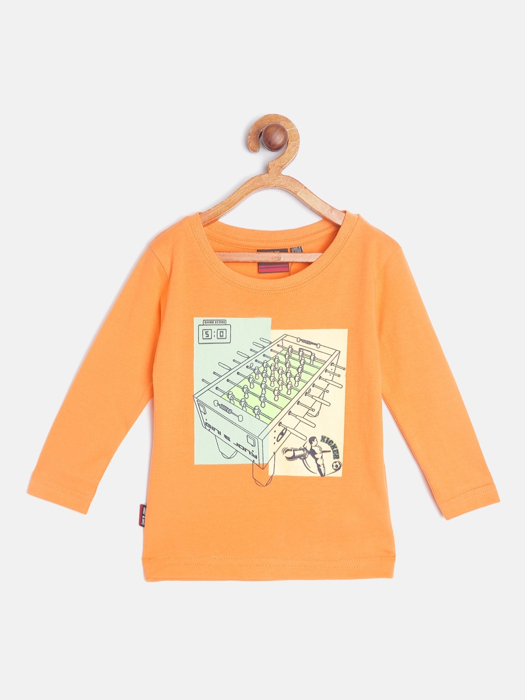

Gini and Jony Boys Orange Yellow Cotton Foosball Print Pure Cotton T-shirt