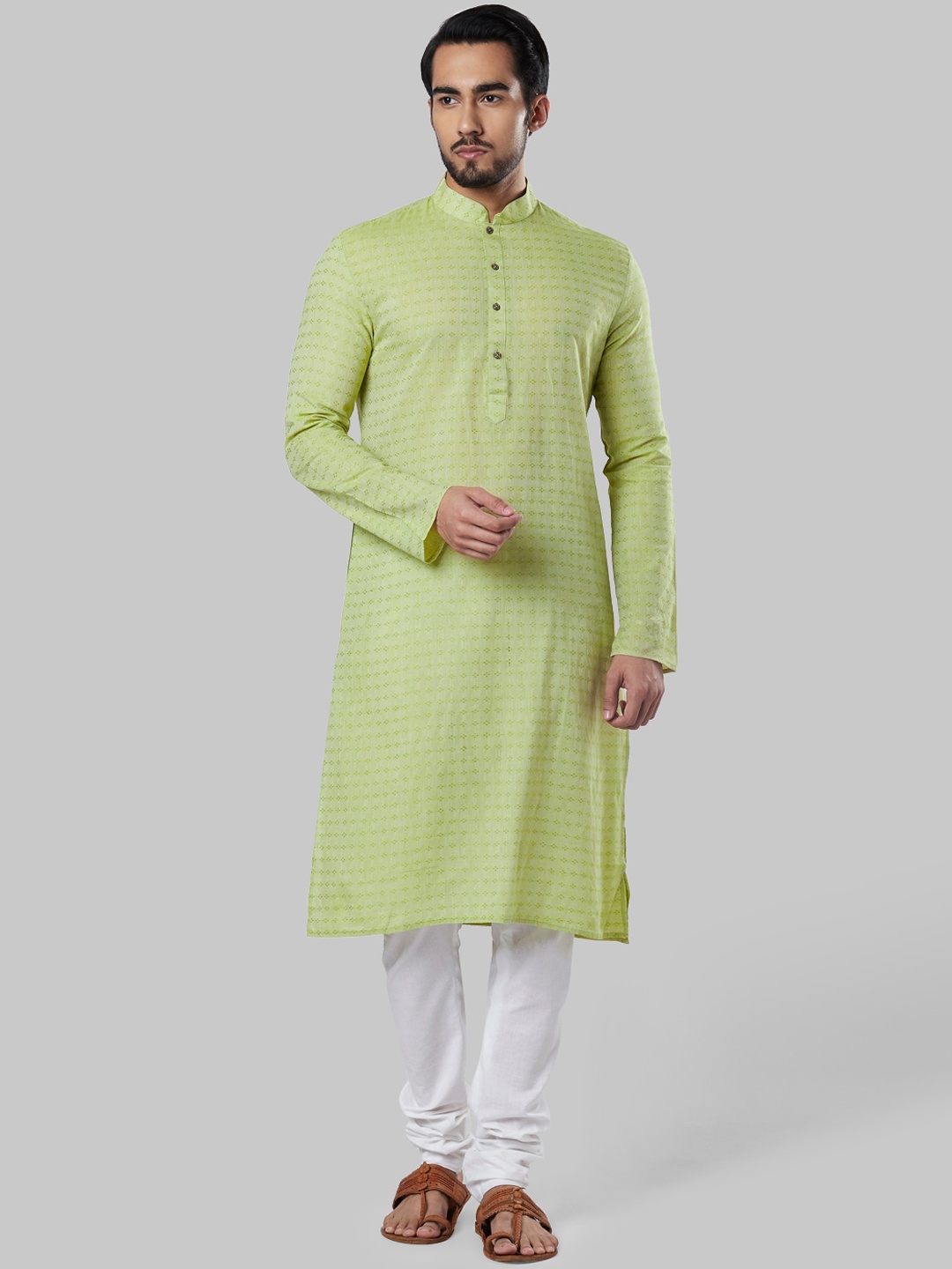 

Ethnix by Raymond Men Green Thread Work Kurta