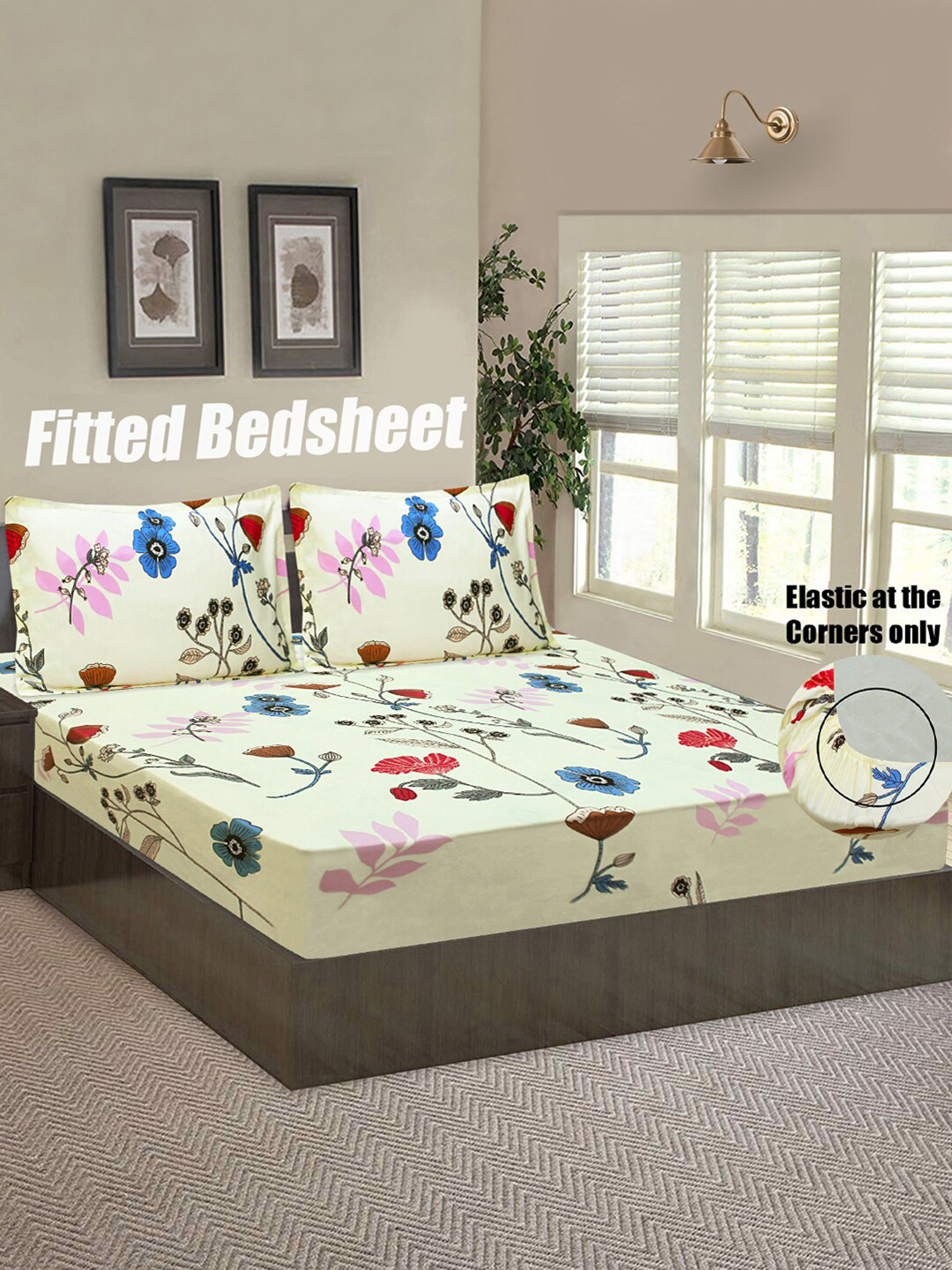 

Good Homes by Home Candy Multicoloured Floral 144 TC Queen Bedsheet with 2 Pillow Covers, Multi