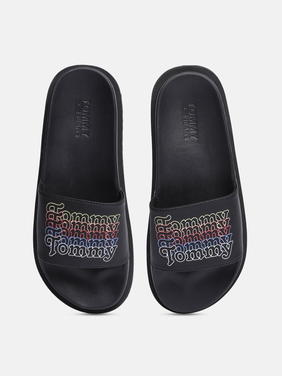 

Tommy Hilfiger Women Black Printed Flatform Sliders