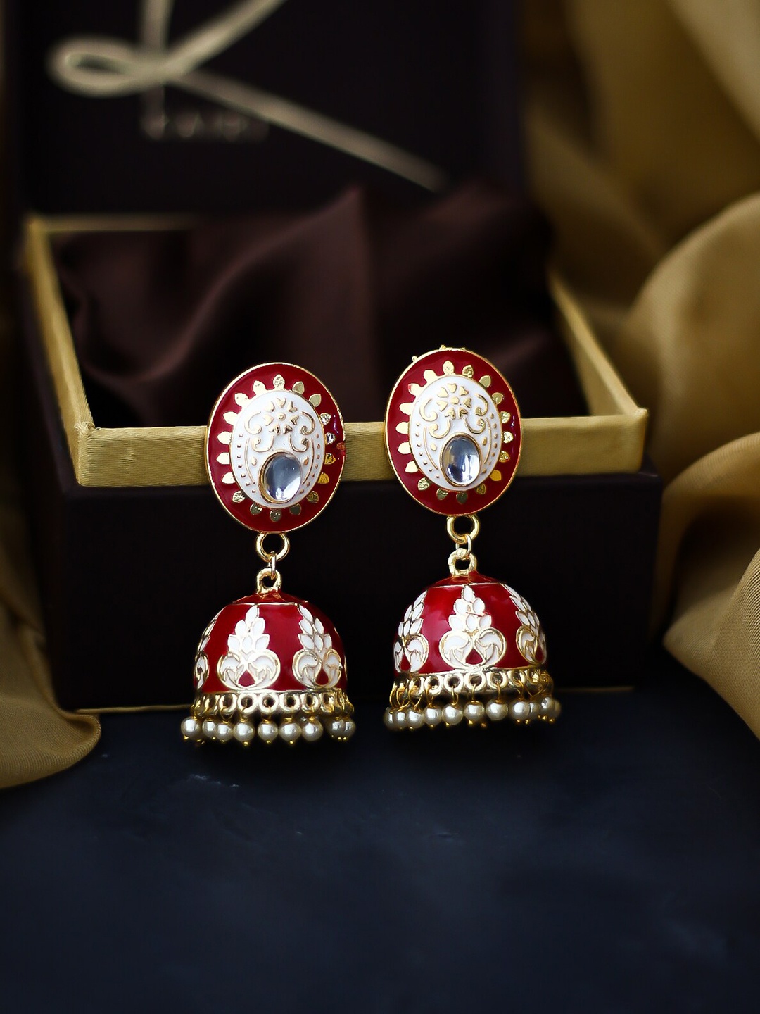 

Bellofox Maroon Contemporary Jhumkas Earrings