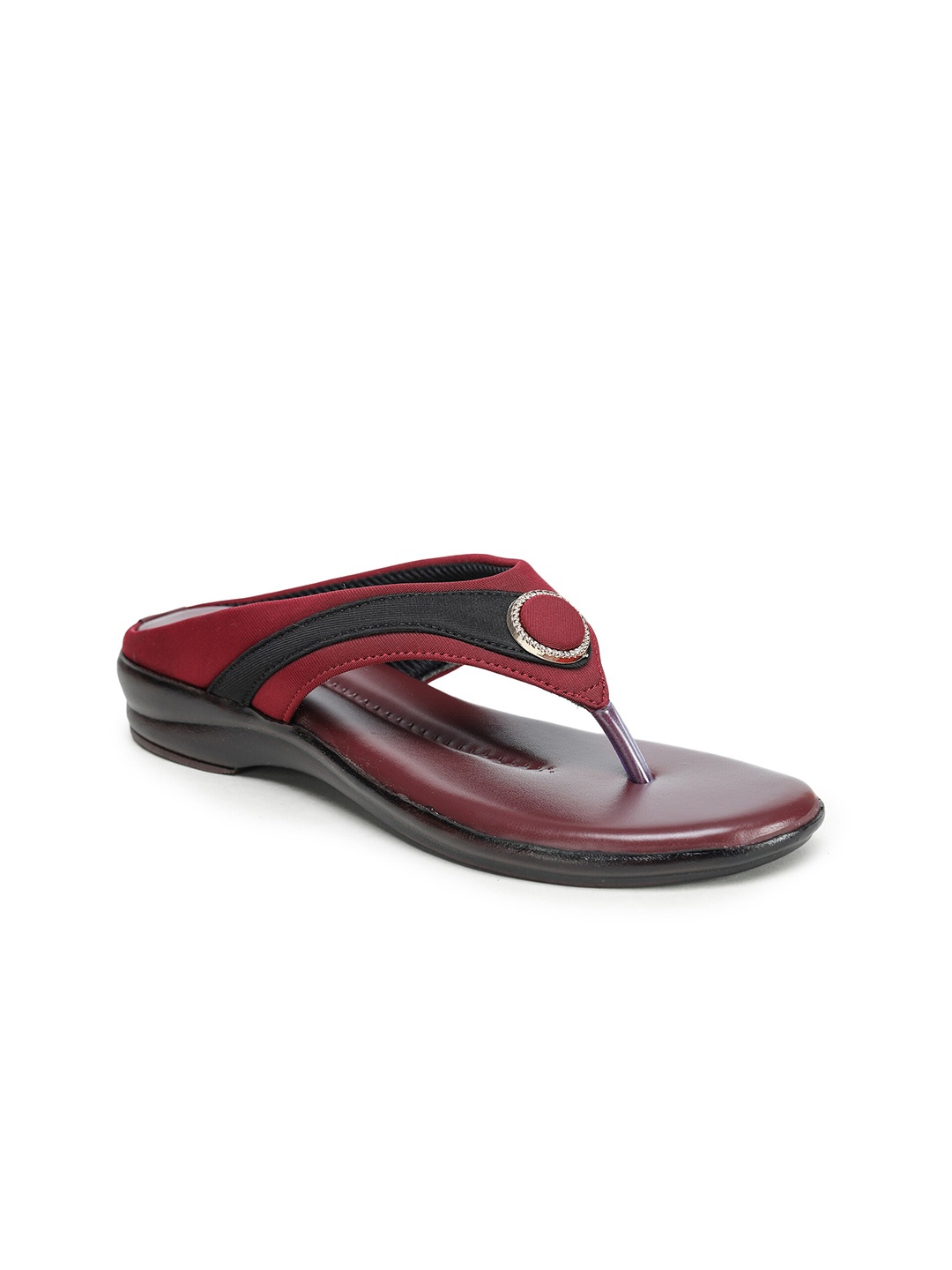 

Walkfree Maroon & Black Colourblocked Comfort Sandals