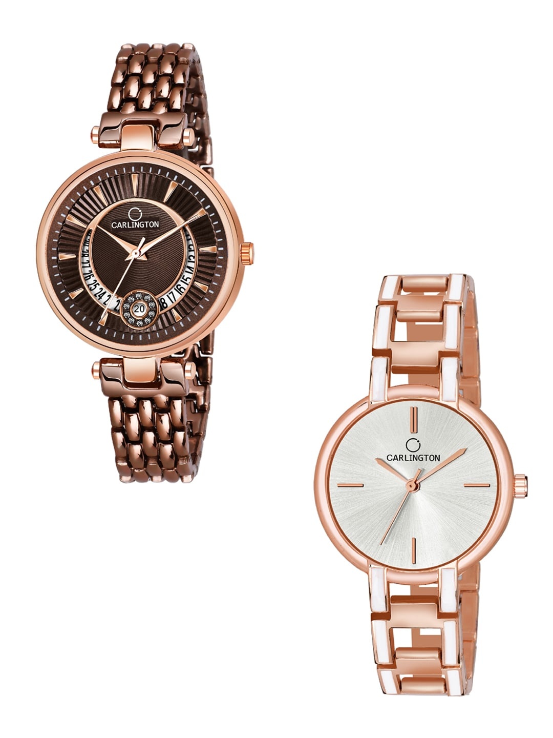 

CARLINGTON Women Combo of 2 Brown Dial & Stainless Steel Analogue Watch Gift Set
