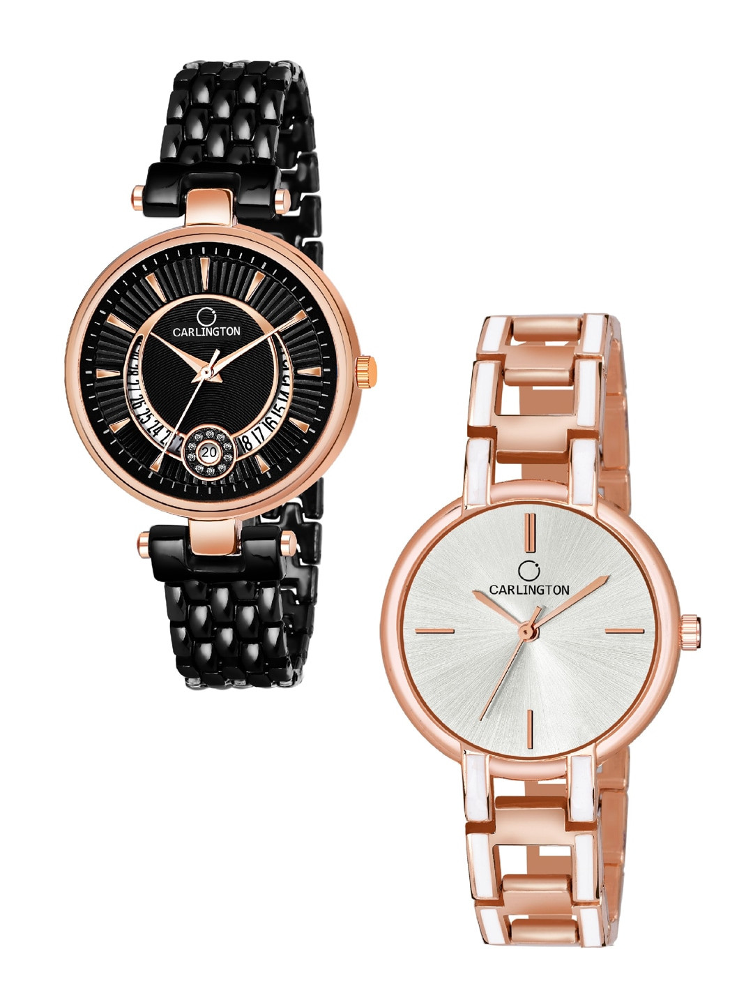 

CARLINGTON Women Combo of 2 Black & Gold Analogue Watch