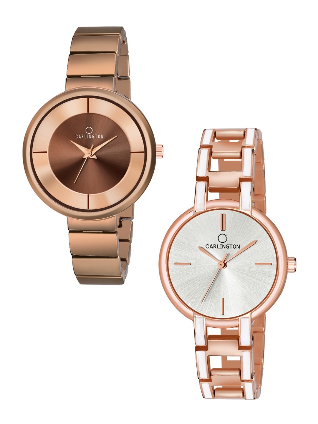 

CARLINGTON Women Set of 2 Analogue Watch - Combo 114 Brown - CK Silver