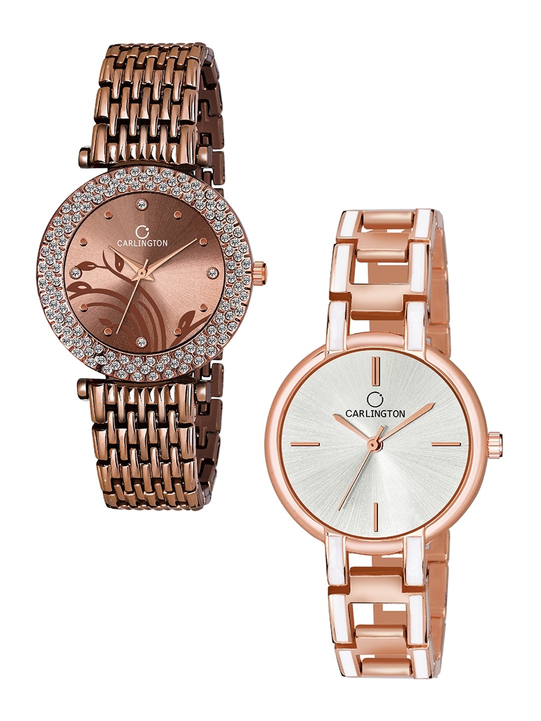

CARLINGTON Women Combo of 2 Brown Dial & Stainless Steel Analogue Watch Gift Set