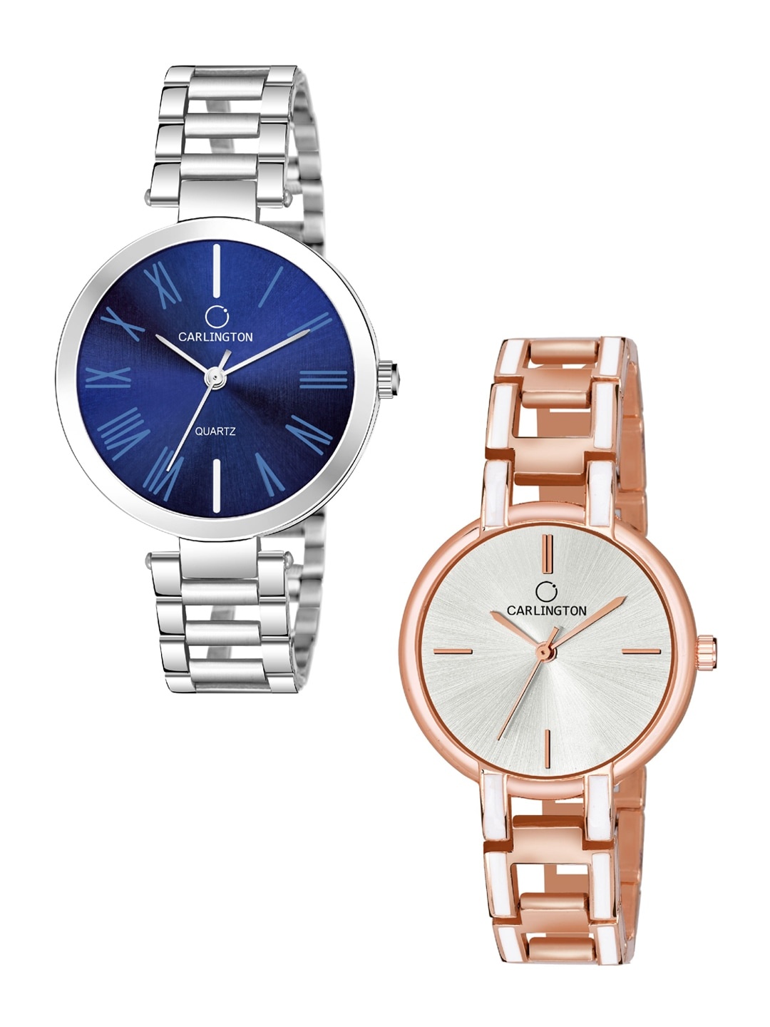 

CARLINGTON Women Combo Of 2 Blue Dial & Bracelet Style Straps Analogue Watch