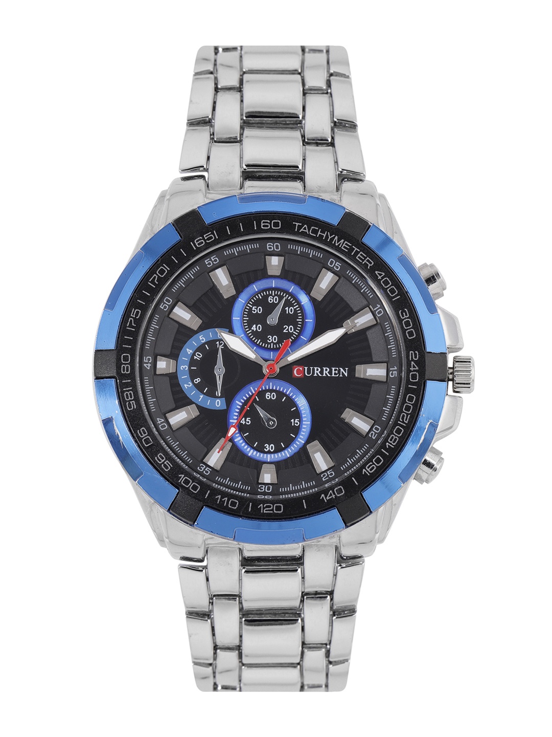 

Curren Men Navy Blue & Silver-Toned Textured Bracelet Style Analogue Watch CUR013