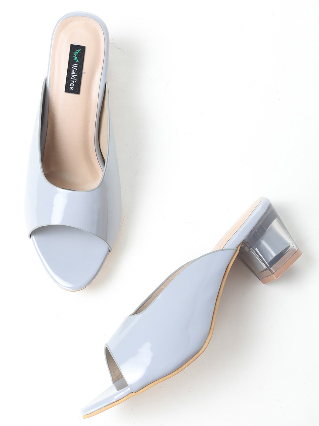 

Walkfree Grey Colourblocked Block Mules with Bows