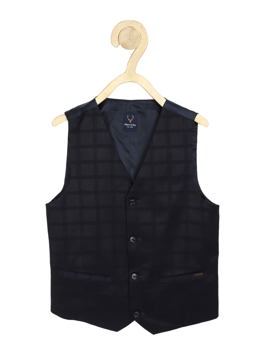 

Allen Solly Junior Boys Navy Blue Checked Woven Waistcoat