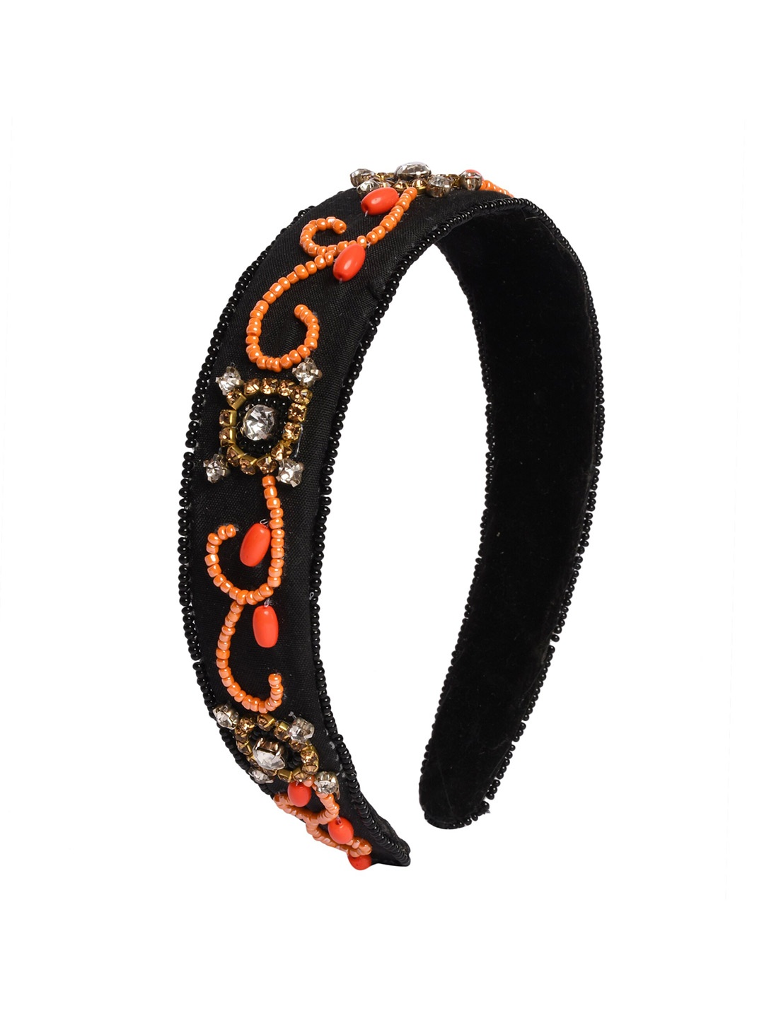 

Bella Moda Women Black & Orange Embellished Hairband