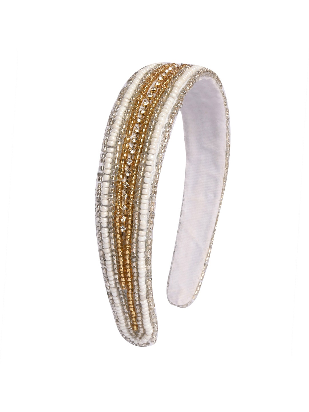 

Bella Moda Women White & Gold-Toned Embellished Hairband