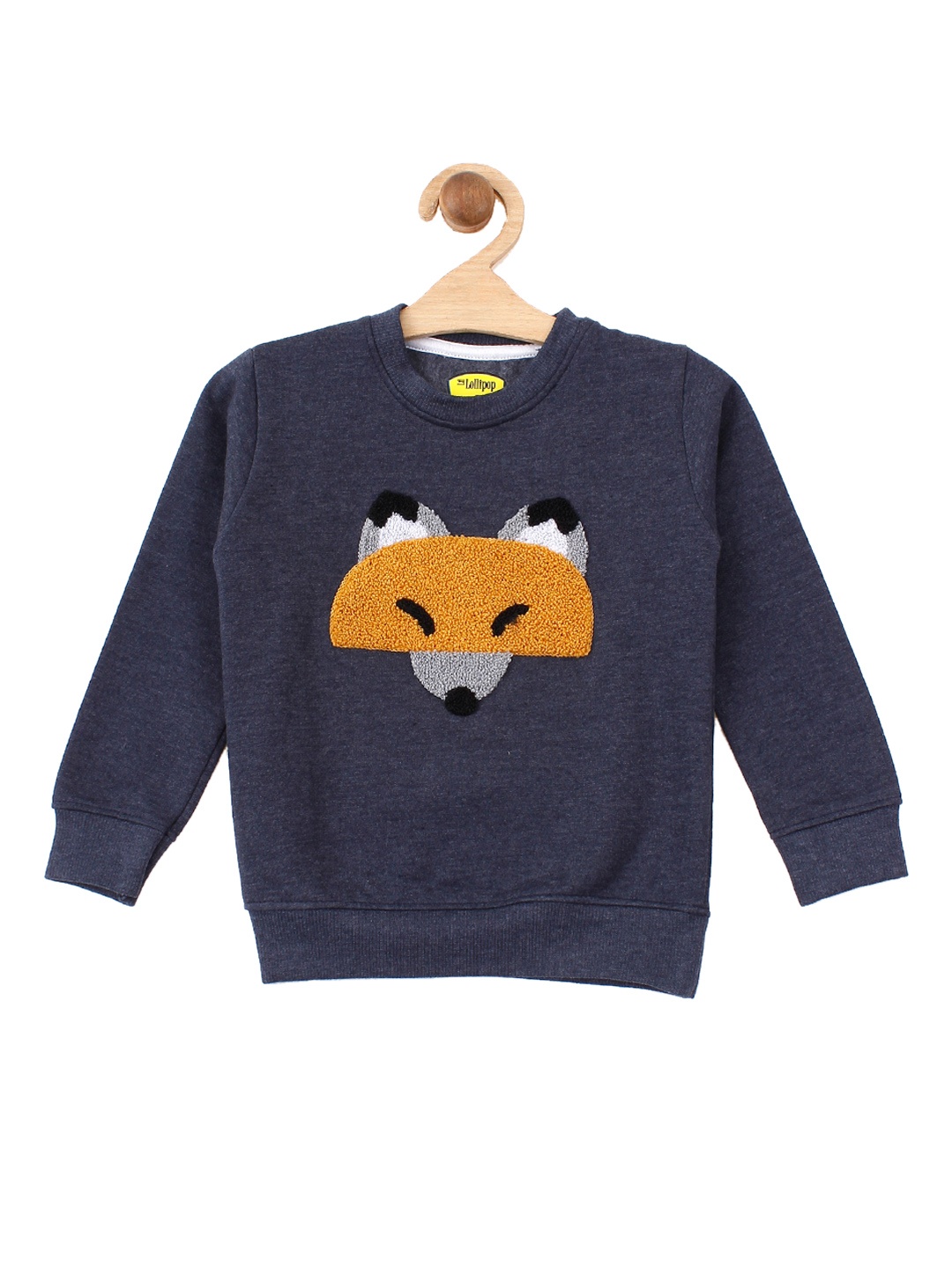 

Lil Lollipop Kids Grey & Orange Fox Self Design Pullover Sweatshirt