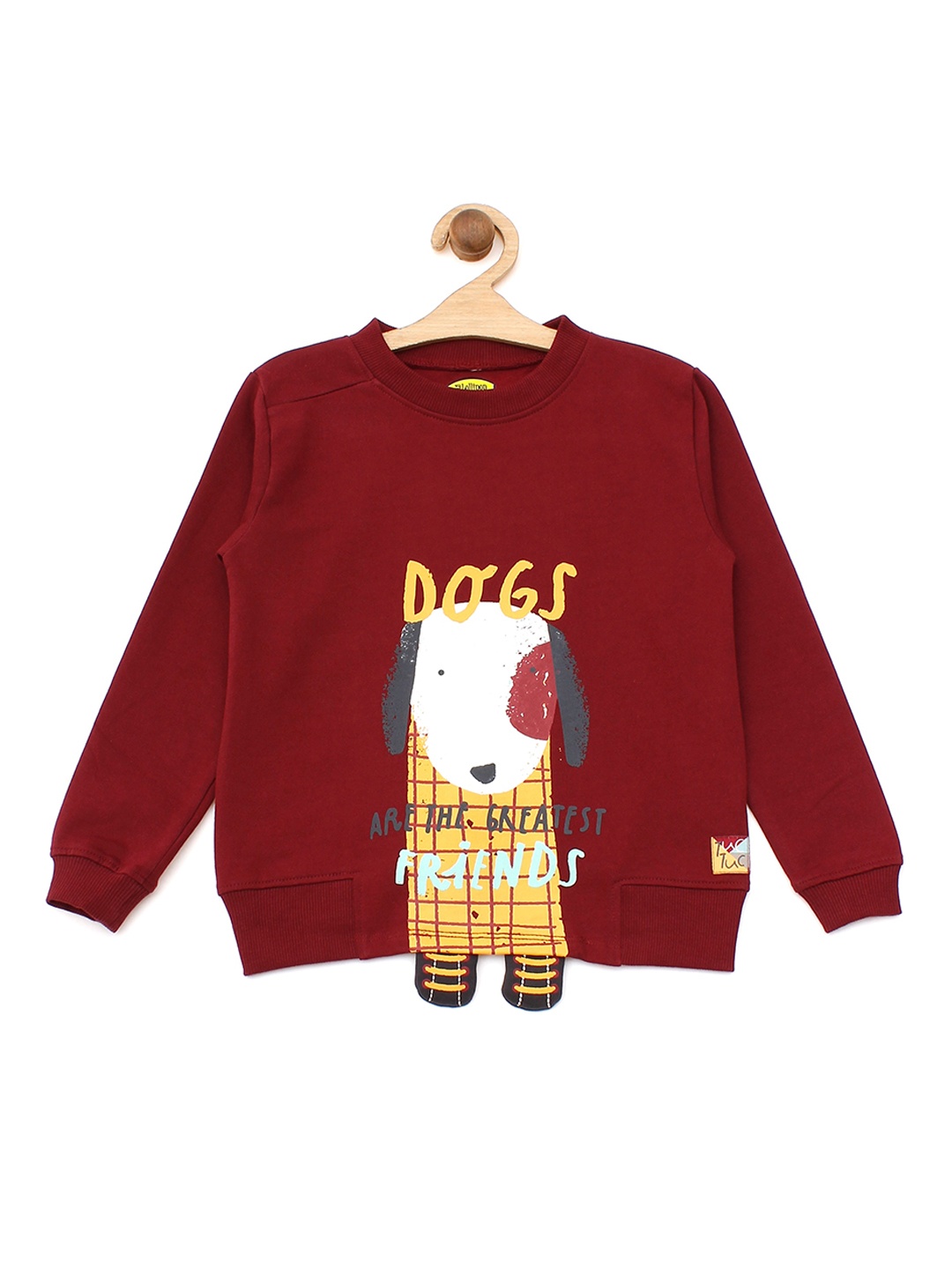 

Lil Lollipop Kids Maroon Printed Round Neck Sweatshirt