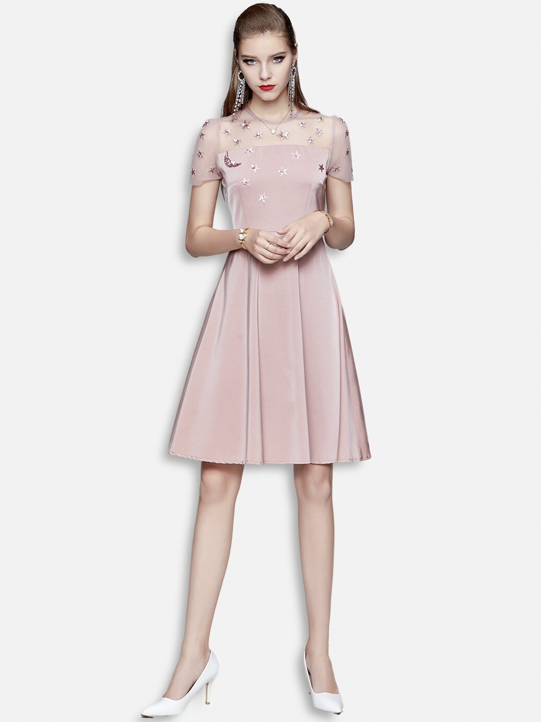 

JC Collection Pink Embellished Embroidered Dress