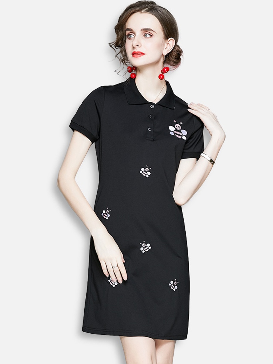 

JC Collection Black Printed T-shirt Dress