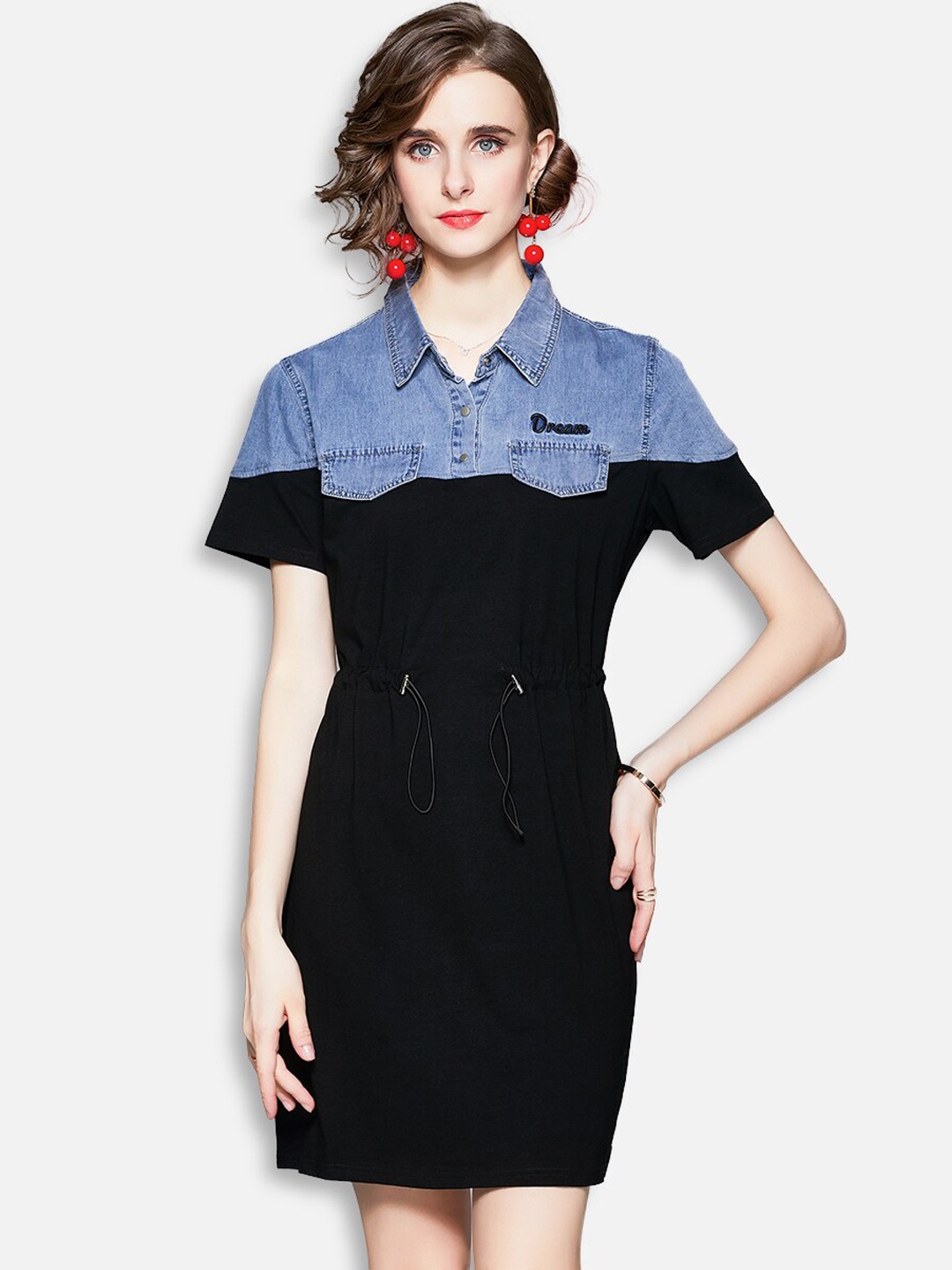 

JC Collection Black & Blue Colourblocked Dress
